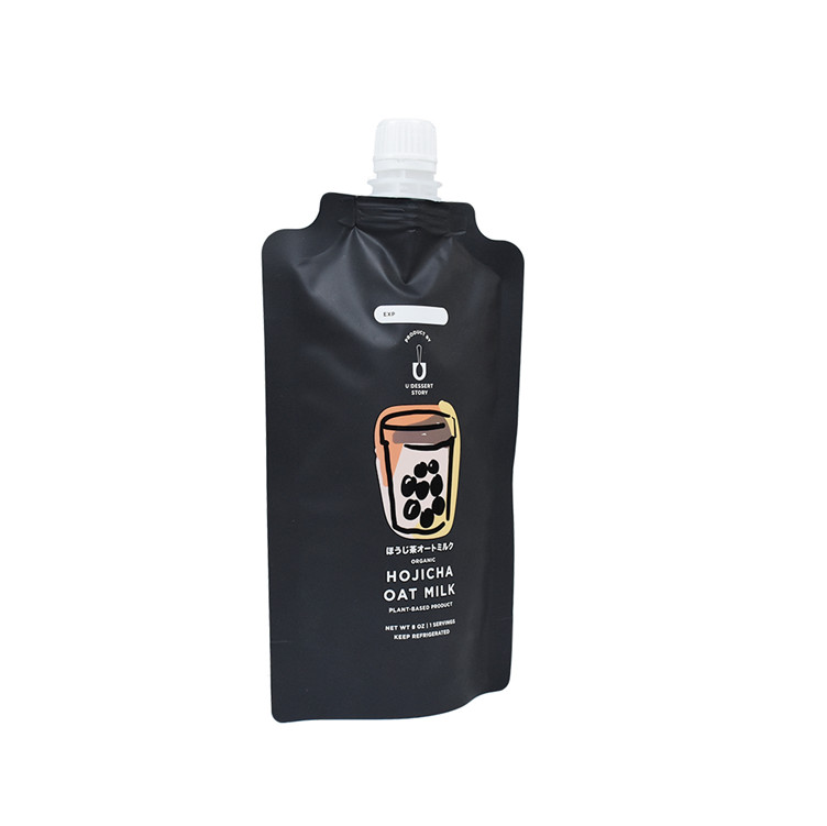 Pequeña cantidad de bolsas de boquilla reciclables de alta calidad Envases de leche negra