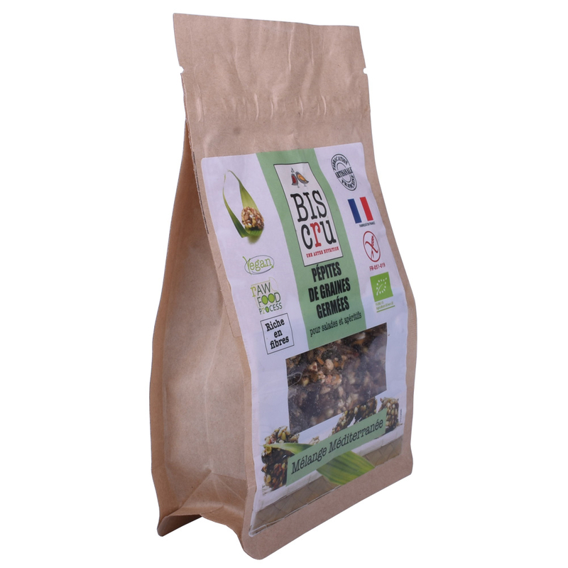 Embalaje amistoso al por mayor del bolso del ziplock de las galletas del papel de Kraft de Eco con la ventana clara