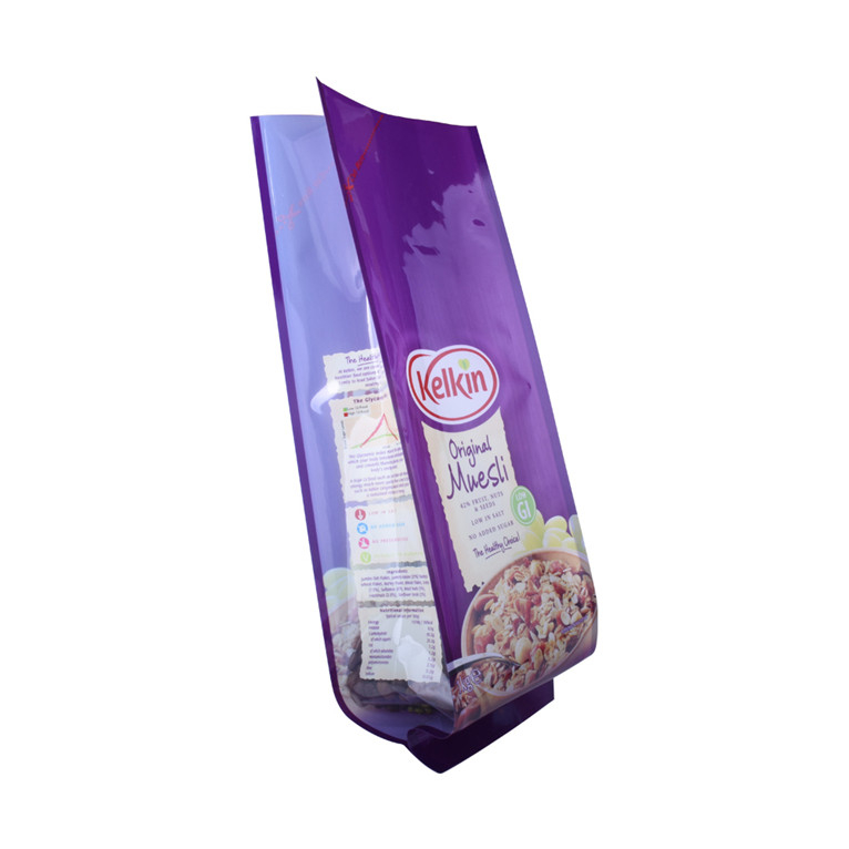 Bolsa de plástico reciclable con fuelle lateral para muesli de avena