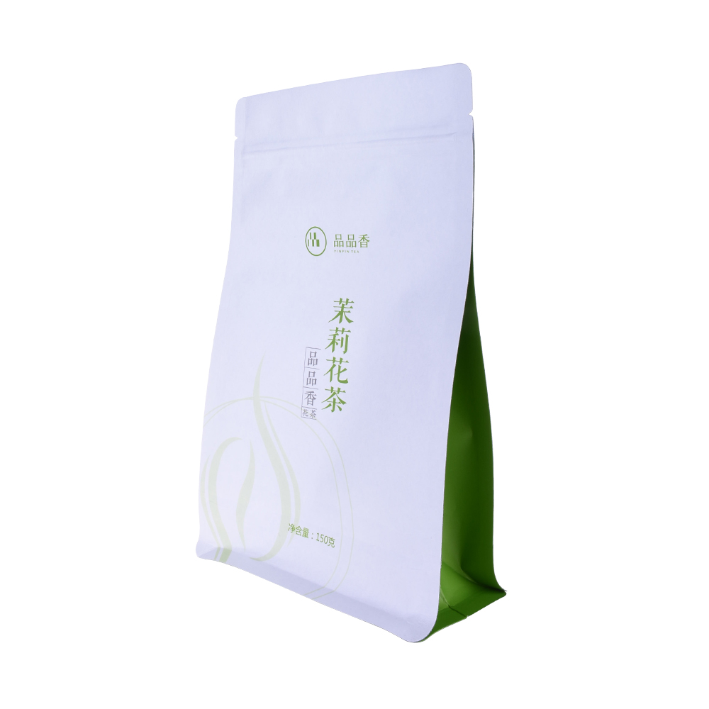 Bolsitas de té verde de la parte inferior plana biodegradables abonables modificadas para requisitos particulares con la cremallera