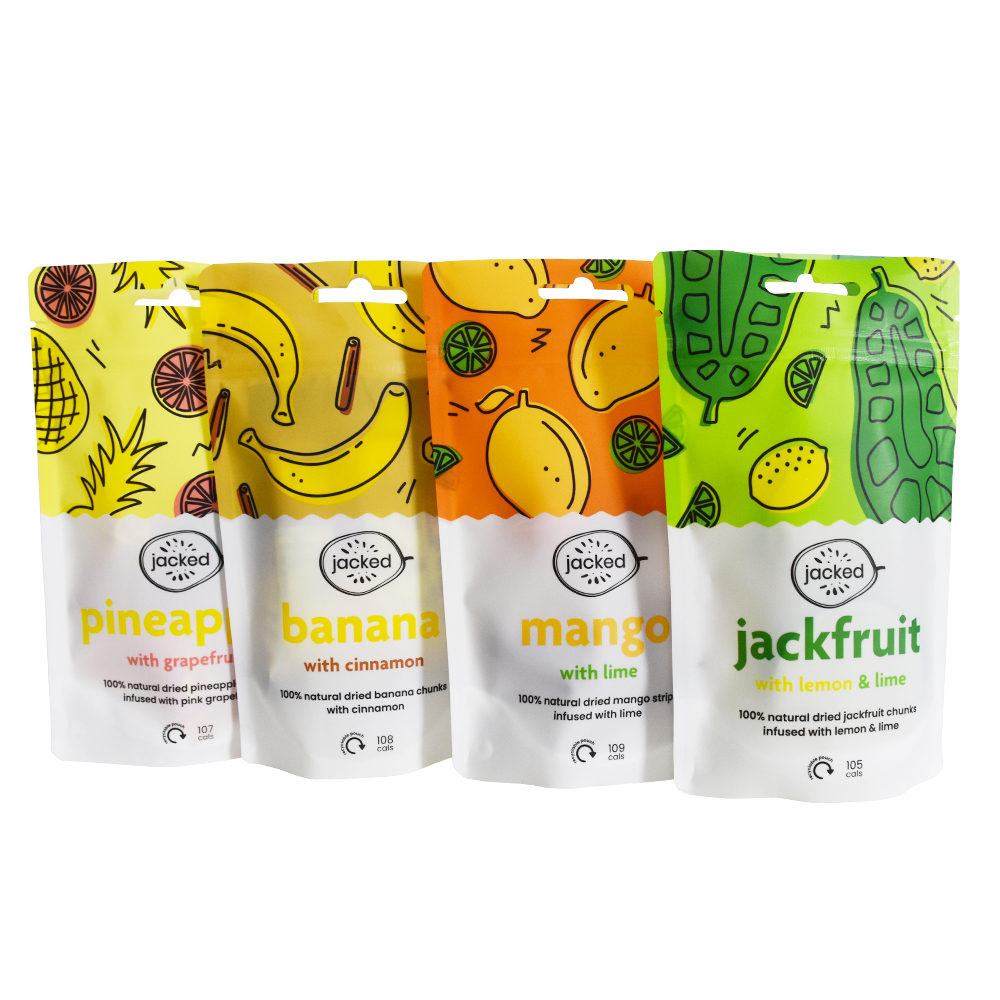Bolsa de frutos secos resellable a prueba de humedad reciclable personalizada para tiras de mango secas