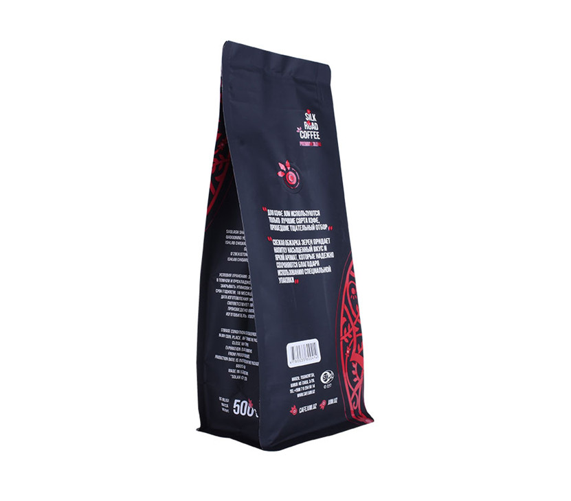 Bolsa de café Kraft negra biodegradable de sellado térmico YC