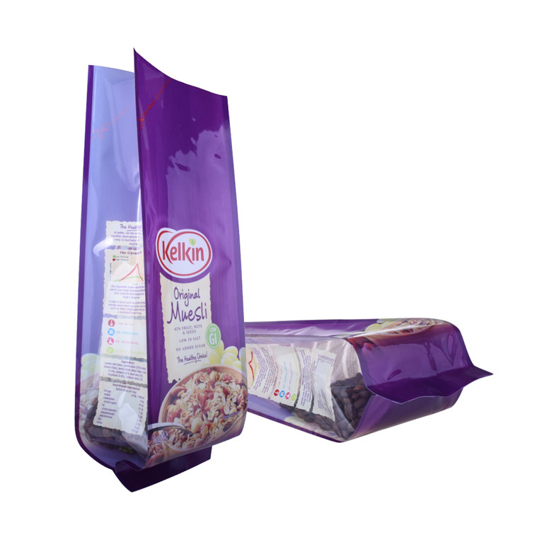 Bolsa de plástico reciclable con fuelle lateral para muesli de avena
