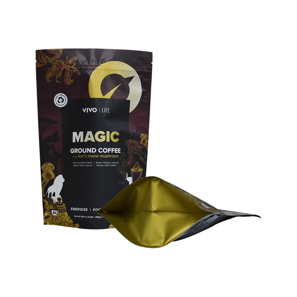 Embalaje personalizado de bolsa de té o café biodegradable con cremallera