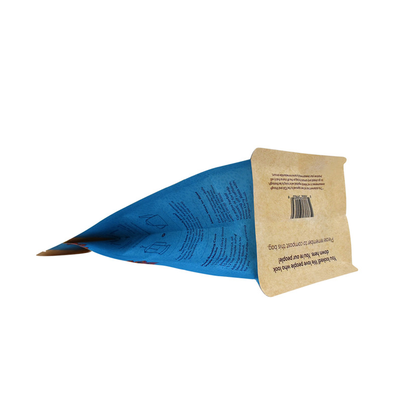Bolsa de café biodegradable fondo plano con cremallera de desgarro fácil