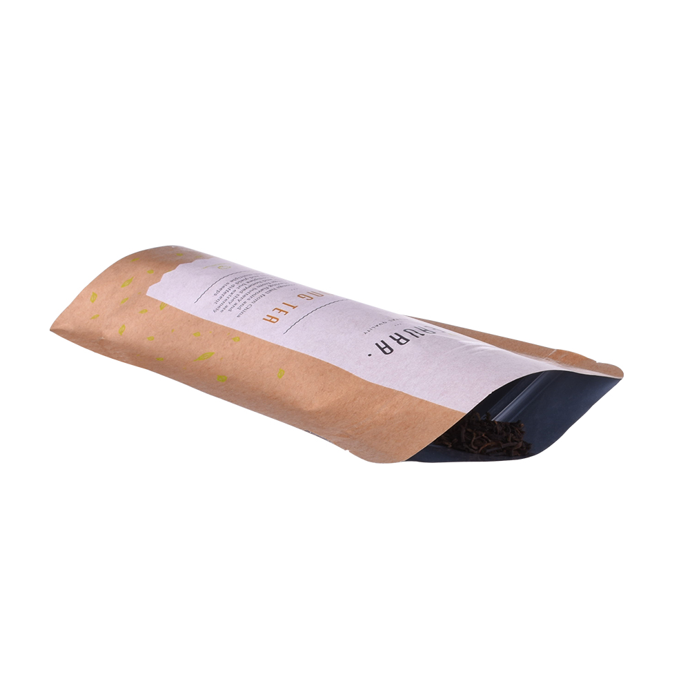 Bolsa de pie PLA con cremallera de grado alimenticio impreso personalizado de papel kraft doméstico compostable para café o té 