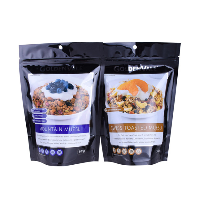 Plásticos reciclables 4 bolsa con cremallera de pie para muesli