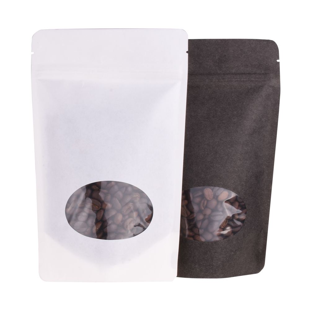 Embalaje biodegradable compostable Bolsa de papel Kraft en blanco/negro Bolsa de alimentos de pie de pie de pie