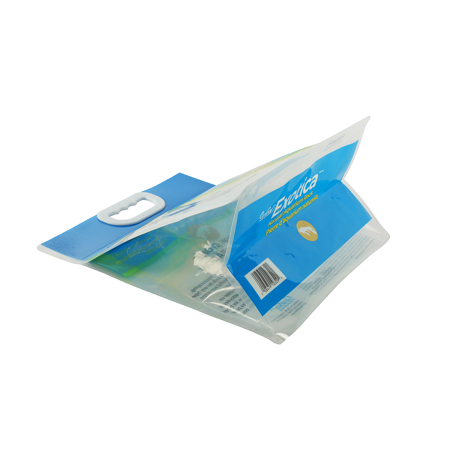 Bolsa de empaquetado de piedra de Aquascaping con fondo de caja con logotipo impreso personalizado con mango de plástico