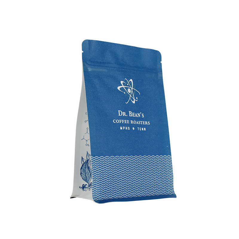 Bolsa de fondo plano de café biodegradable ecológico