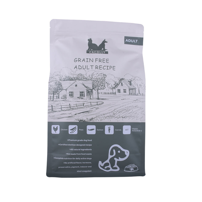 Impresión de logotipo personalizado reciclable bolsa con cremallera de alimentos para mascotas al por mayor