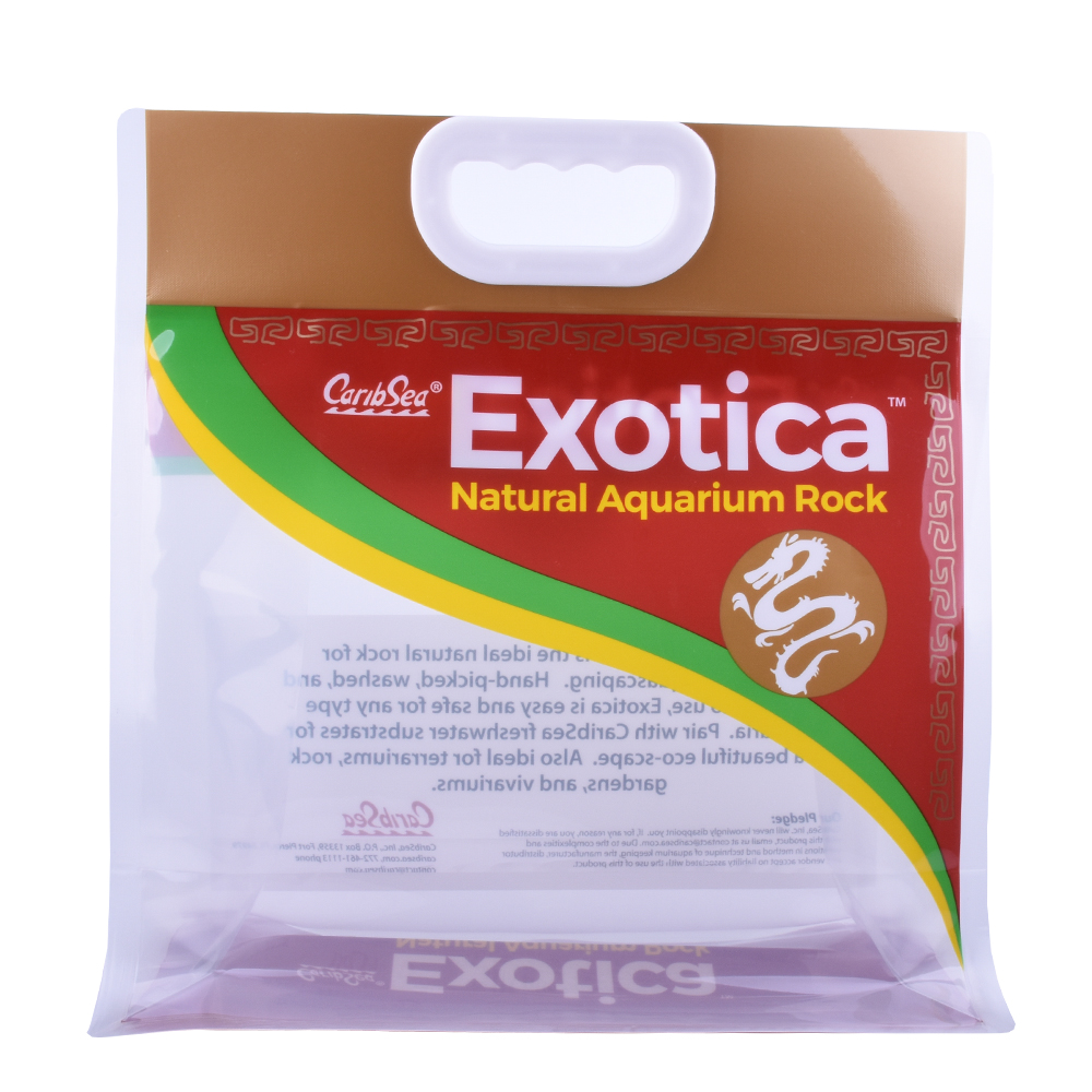 Bolsa de empaquetado de piedra de Aquascaping con fondo de caja con logotipo impreso personalizado con mango de plástico