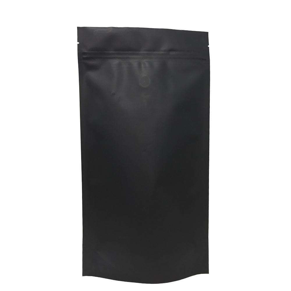 100% reciclable de alta calidad Matte Black Lock Stand Up Pouches Coffee/Food Bags