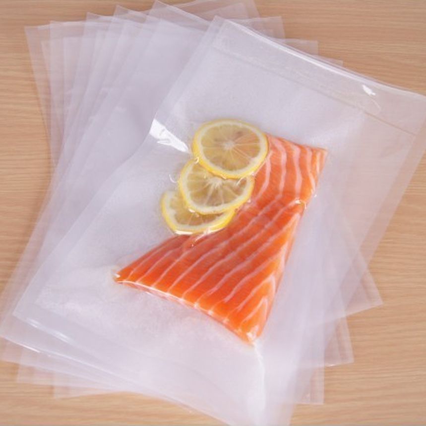 Bolsa de vacío plana biodegradable personalizada con 3 sellos laterales para envasado de carne congelada