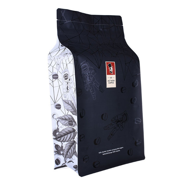 Bolsa de café negro mate certificado por FSC con válvula